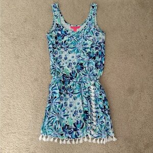 Lilly Pulitzer Floral Sleeveless Dress with Tassel Hem. Size XXS
